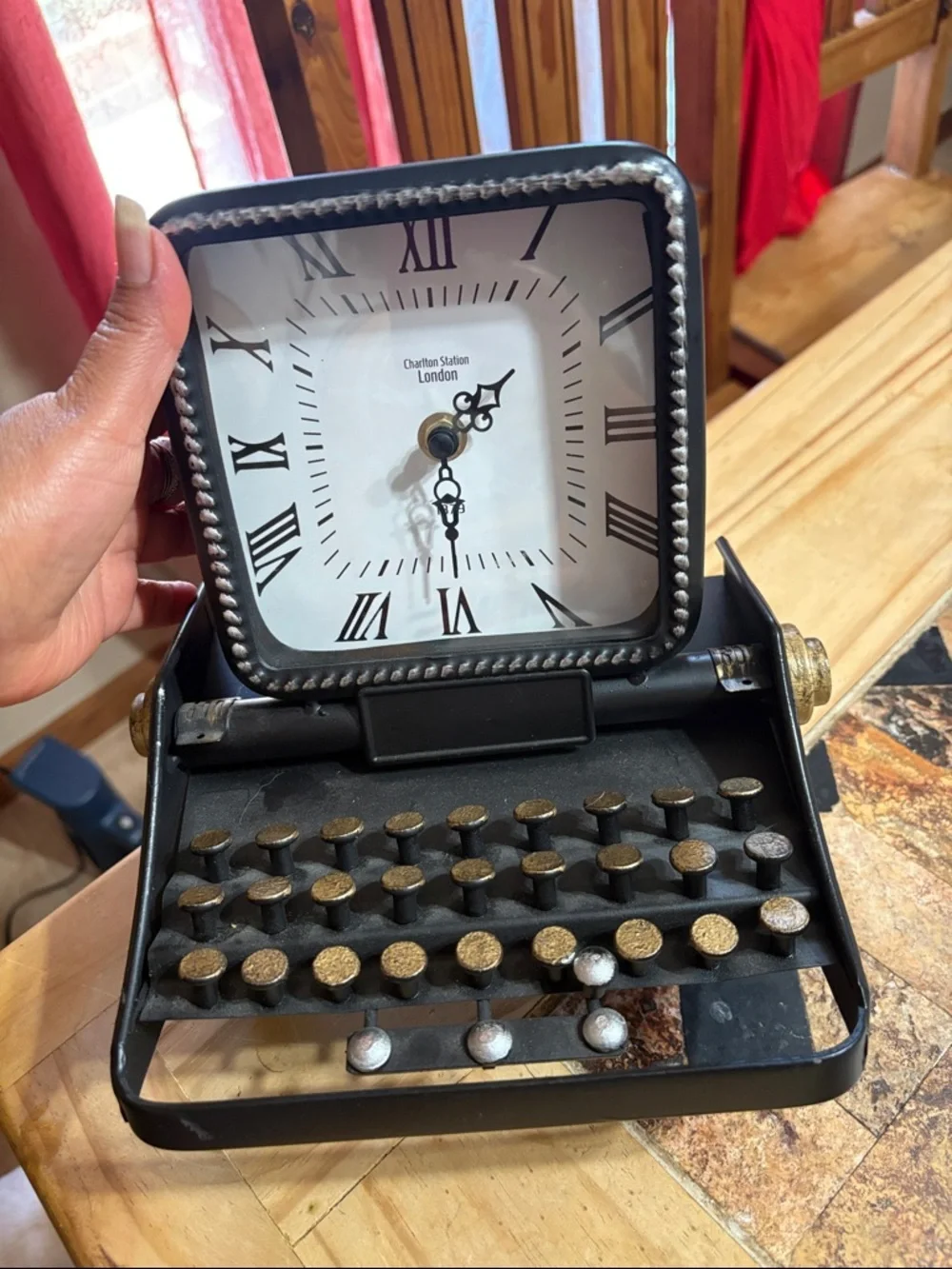 Black Vintage metal Typewriter Clock